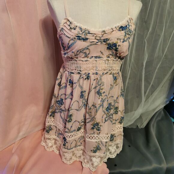 Ank Rouge Size Small Pink Camisole Mini Dress Cami Lace Summer Party Pastel Y2K - Picture 3 of 16